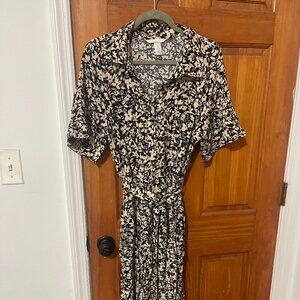 H&M Tie-Belt Floral Shirtdress